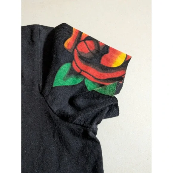 Vintage Ed Hardy Long Baby Tee Panther Rose Tattoo Tunic Christian Audigier L - Picture 10 of 15